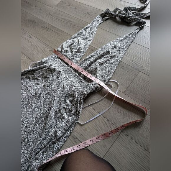 Lulus Casablanca Queen Black and White Print Maxi Halter Dress Size Medium - Picture 9 of 10